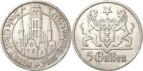 5 Gulden 1927. Marienkirche Jaeger D 9 Seltener Jahrgang. Sehr schön-vorzüglich