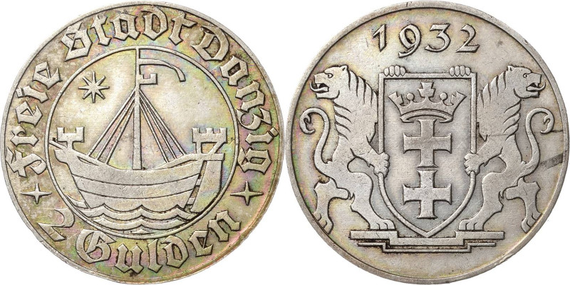 2 Gulden 1932. Kogge Jaeger D 16 Fast vorzüglich