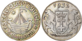 2 Gulden 1932. Kogge Jaeger D 16 Fast vorzüglich