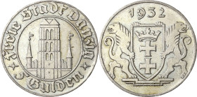 5 Gulden 1932. Marienkirche Jaeger D 17 Selten. Sehr schön-vorzüglich