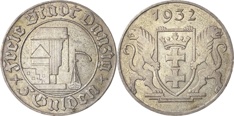 5 Gulden 1932. Krantor Jaeger D 18 Selten. Sehr schön-vorzüglich
