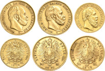 Reichsgoldmünzen
Lot-3 Stück Preußen 20 Mark 1871 A (Henkelspur), 1873 C. Württemberg 10 Mark 1872 (Fassungsspuren) Sehr schön-vorzüglich