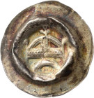 Sachsen - Die Markgrafschaft Meißen
Kaiser Heinrich VI. im Besitz der Markgrafschaft 1195-1197 Brakteat, Meißen Krone über Bogen bzw. Halbmond Schwin...