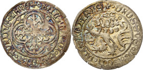Sachsen - Die Markgrafschaft Meißen
Balthasar 1369-1406 Fürstengroschen o.J. (1396/1401), o.Mzz.-Freiberg Mit Minuskel b vor Löwen und Ringel hinter ...