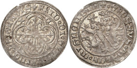 Sachsen - Die Markgrafschaft Meißen
Friedrich IV. der Streitbare 1381-1428 Fürstengroschen o.J. (1400/1404?), o.Mzz.-Freiberg Mit f vor Löwen und Rin...