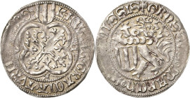 Sachsen - Das Kurfürstentum
Kurfürst Friedrich II. mit Herzog Wilhelm (III.) 1440-1464 Pfahlschildgroschen o.J. (1451/1456), K/Mohnkopf-Freiberg Mehn...