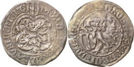 Sachsen - Das Kurfürstentum
Kurfürst Friedrich II. mit Herzog Wilhelm (III.) 1440-1464 Pfahlschildgroschen o.J. (1451/1456), Mohnkopf/Stachelrose-Fre...