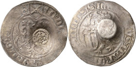Sachsen - Das Kurfürstentum
Kurfürst Friedrich II. mit seiner Gemahlin Margaretha 1456-1464 Schwertgroschen o.J. (1457/1464), Patriarchenkreuz-Coldit...