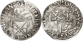 Sachsen-Kurlinie ab 1486 bis 1547 (Ernestiner)
Friedrich III., Albrecht und Johann 1486-1500 Engelgroschen (Schreckenberger) o.J. Kleeblatt und Halbm...