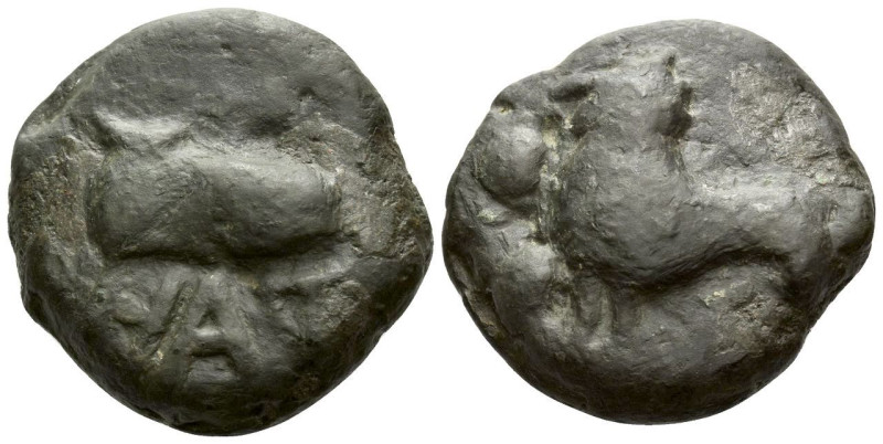 Picenum, Hatria Biunx circa 275-225, Æ 38.30 mm., 63.00 g.
Rooster standing l.;...