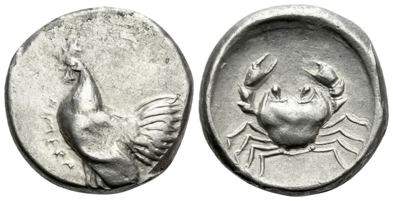 Sicily, Himera Didrachm circa 483-472, AR 21.00 mm., 8.34 g.
HIMEPA Cockerel st...