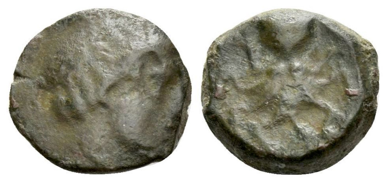 Sicily, Syracuse Bronze circa 425-415, Æ 9.00 mm., 1.25 g.
Head of nymph r. Rev...