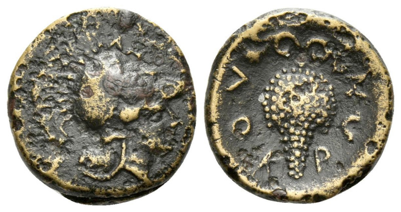 Locris, Locris Bronze III cent., Æ 13.20 mm., 2.27 g.
Athena helmeted r.; above...