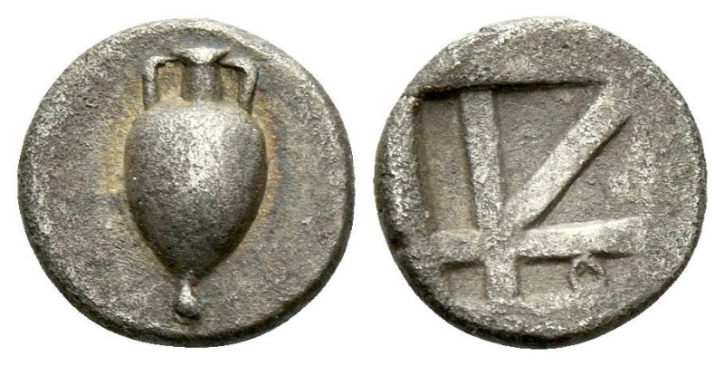Locris, Lokris Opunti Obol third quarter of the V cent., AR , 
Amphora. Rev. O ...