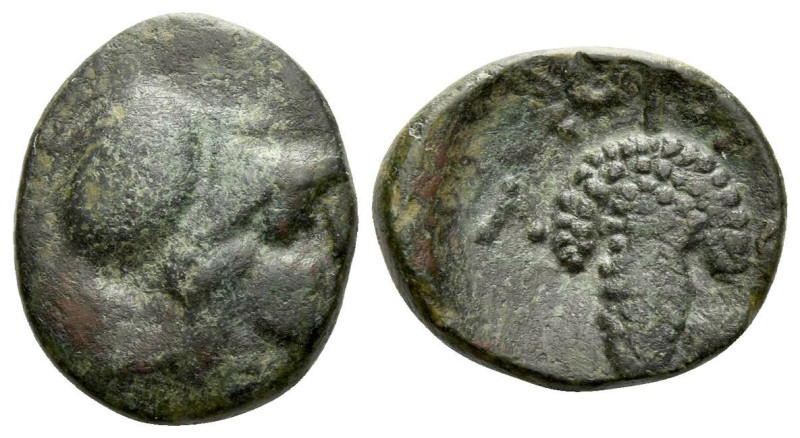 Locris, Bronze III cent., Æ 13.20 mm., 2.31 g.
Bust of Athena helmeted r. Rev. ...