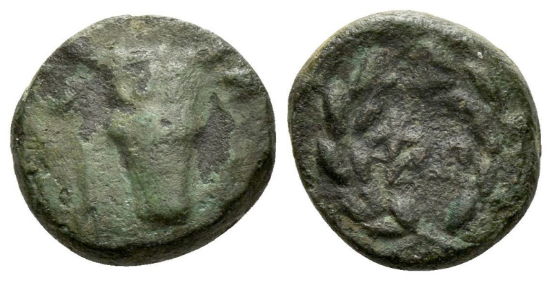 Phocis, Elateia Bronze Late III-II cent., Æ 12.00 mm., 2.13 g.
EΛ Bull's head f...
