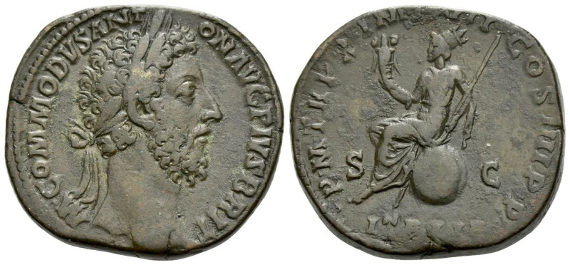 Commodus, 177-192 Sestertius Rome 184-185, Æ 32.00 mm., 21.90 g.
Laureate head ...