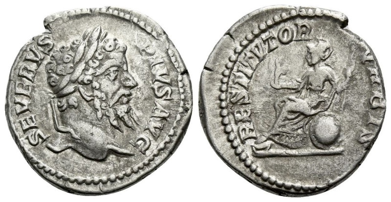 Septimius Severus, 193-211 Denarius Rome circa 201, AR 18.60 mm., 3.31 g.
Laure...