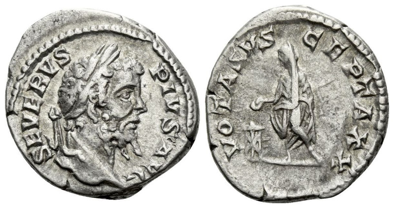 Septimius Severus, 193-211 Denarius Rome circa 208, AR 17.80 mm., 3.85 g.
Laure...