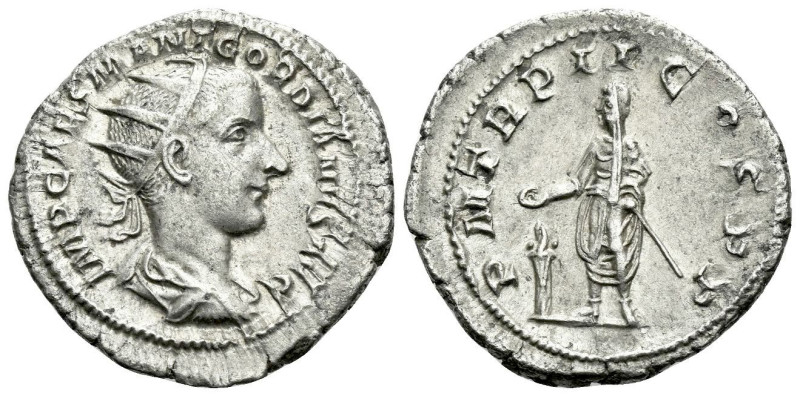 Gordian III, 238-244 Antoninianus Rome 240, AR 22.00 mm., 4.59 g.
Radiate, drap...