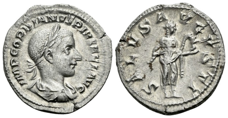 Gordian III, 238-244 Denarius Rome circa 241-243, AR 20.00 mm., 2.71 g.
Laureat...
