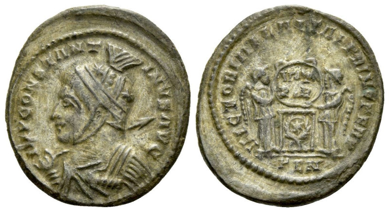 Constantine I, 307-337 Follis Londinium 319-320, Æ 20.00 mm., 2.63 g.
Helmeted ...