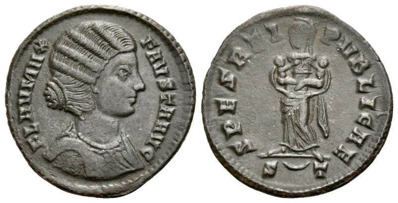 Fausta, wife of Constantine Follis Ticinum 324, Æ 19.00 mm., 2.28 g.
Draped bus...