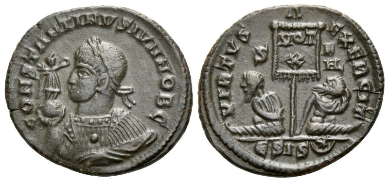 Constantine II caesar, 316-337 Follis Siscia 320, Æ 20.00 mm., 3.03 g.
Laureate...
