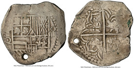 Philip III Cob 4 Reales ND (1612-1616) P-Q XF Details (Holed) NGC, Potosi mint, KM9, Cal-769. 13.49gm. Accompanied by the original collector envelope....