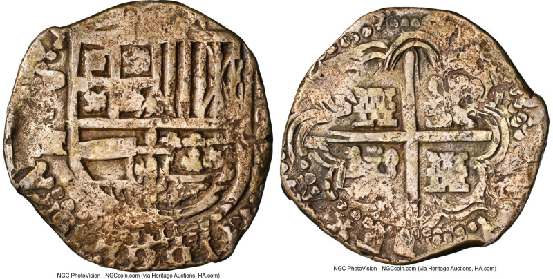Philip III Cob 8 Reales ND (1616-1617) P-M XF Details (Environmental Damage) NGC...