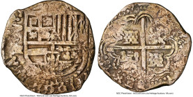 Philip III Cob 8 Reales ND (1616-1617) P-M XF Details (Environmental Damage) NGC, Potosi mint, KM10, Cal-919. 26.83gm. Accompanied by the original col...