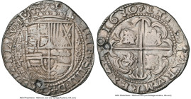 Philip IV "Royal" 8 Reales 1630 P-T XF Details (Plugged, Holed) NGC, Potosi mint, KM-R19a, Cal-1379, Lazaro-93 (RX). 26.73gm. Juan Ximénez de Tapia as...