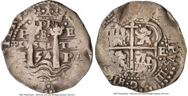 Philip IV Cob 8 Reales 1654 P-E-PH VF Details (Edge Damage) NGC, Potosi mint, KM21, Cal-1506. 26.49gm. Accompanied by the original collector envelope....