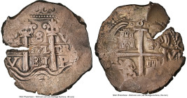 Charles II Cob 8 Reales 1681 P-V XF Details (Planchet Flaw) NGC, Potosi mint, KM26, Cal-719. 27.17gm. Accompanied by the original collector envelope. ...