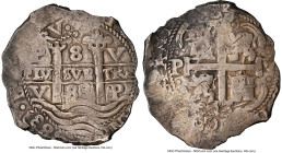 Charles II Cob 8 Reales 1683 P-V XF40 NGC, Potosi mint, KM26, Cal-721. 27.15gm. An expansive representative with decent centering and a strike that ma...