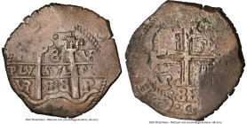 Charles II Cob 8 Reales 1688 P-VR AU Details (Environmental Damage) NGC, Potosi mint, KM26, Cal-730. 27.26gm. Despite the noted environmental issues m...