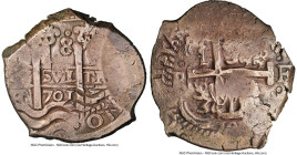 Charles II Cob 8 Reales 1701 P-F AU50 NGC, Potosi mint, KM26, Cal-747. 27.54gm. Posthumous issue. An attractive posthumous type ranked here 30 points ...