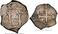 Philip V Cob 8 Reales 1704 P-Y AU50 NGC, Potosi mint, KM31, Cal-1539. 26.76gm. An especially fine representative and among the nicest Cob 8 Reales in ...
