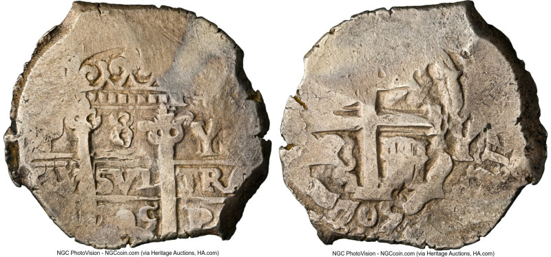 Philip V Cob 8 Reales 1705 P-Y AU53 NGC, Potosi mint, KM31, Cal-1540. 26.05gm. A...