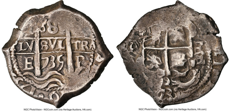 Philip V Cob 8 Reales 1735 P-E XF Details (Reverse Tooled) NGC, Potosi mint, KM3...