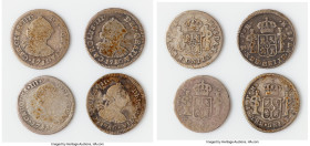 Charles III 4-Piece Lot of Uncertified 1/2 Reales, 1) 1/2 Real 1780 PTS-PR, Potosi mint, KM51, Cal-253. 1.56gm. 2) 1/2 Real 1781 PTS-PR, Potosi mint, ...
