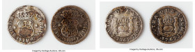 Pair of Charles III Uncertified 1/2 Reales VF, 1) 1/2 Real 1767 PTS-JR (Lacquered), Potosi mint, KM46, Cal-234. 1.55gm. 2) 1/2 Real 1769 PTS-JR (Holed...
