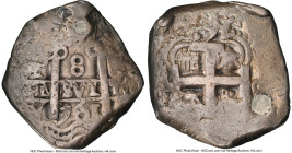 Charles III Cob 8 Reales 1761 P-V/Y VF Details (Plugged) NGC, Potosi mint, KM45, Cal-1137. 26.56gm. Accompanied by the original collector envelope and...