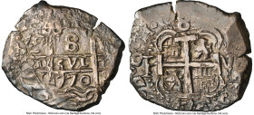 Charles III Cob 8 Reales 1770 P-V/Y AU50 NGC, Potosi mint, KM45, Cal-1150. 27.06gm. Among the latest dates of Cobs and deeply embossed, with all major...