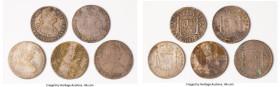 Charles IV 5-Piece Lot of Uncertified 8 Reales, 1) 8 Reales 1792 PTS-PR, Potosi mint, KM73, Cal-992 2) 8 Reales 1794 PTS-PR, Potosi mint, KM73, Cal-99...