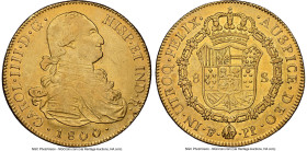 Charles IV gold 8 Escudos 1800 PTS-PP AU Details (Obverse Scratched) NGC, Potosi mint, KM81, Cal-1706, Onza-1099. A compelling example of its type. HI...