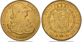 Charles IV gold 8 Escudos 1805 PTS-PJ AU Details (Cleaned) NGC, Potosi mint, KM81, Cal-1711, Onza-1104. While lightly cleaned, the reverse faces up es...