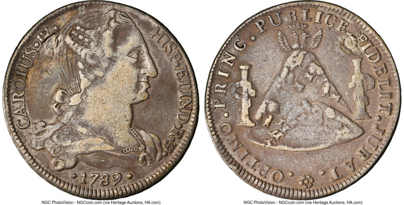 Charles IV silver Proclamation Medal 1789 VF Details (Plugged) NGC, Potosi mint,...
