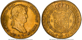 Ferdinand VII gold 8 Escudos 1823 PTS-PJ AU Details (Cleaned) NGC, Potosi mint, KM91, Cal-1827, Onza-1307 (Rare). Accompanied by the original collecto...