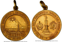 Republic gold "Centennial of the July Revolution" Medal 1909-Dated UNC Details (Reverse Rim Filed) NGC, 27mm. 14.3gm. PRIMER CENTENARIO DE LA REVOLUCI...